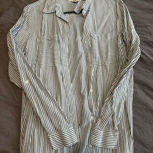 Japna Black and White Striped Button Down Shirt